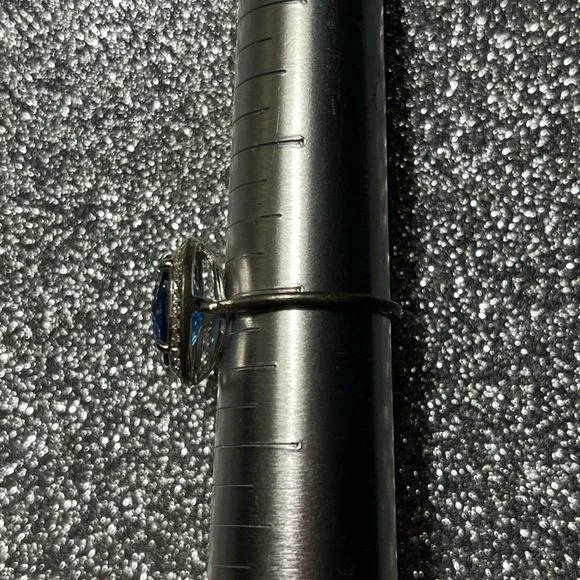 Vintage cocktail faux blue topaz silvertone - Picture 4 of 4